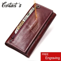 contacts fashion long purse genuine leather wallet women luxury brand female clutch wallets phone pocket card holder carteras