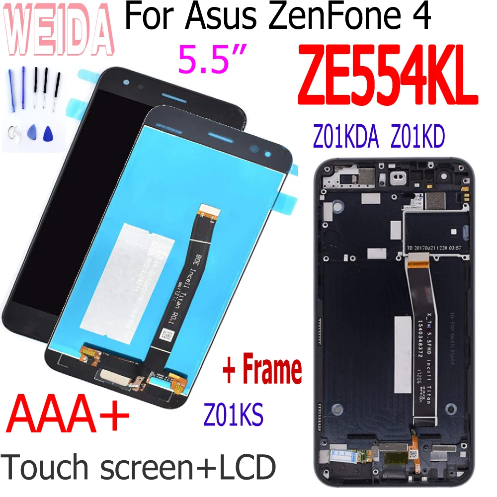 AAA Качество LCD 5 ''для ASUS Zenfone 4 ZE554KL Z01KD ЖК дисплей сенсорный экран дигитайзер