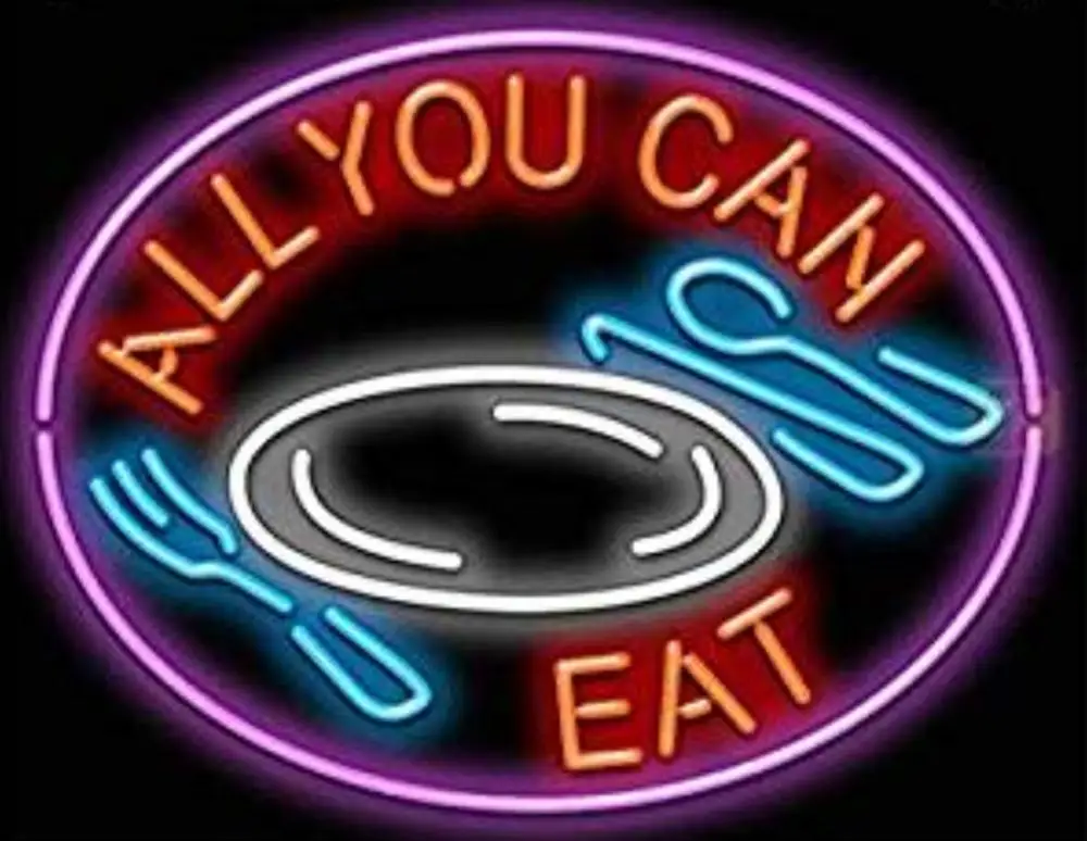 

Изготовленный на заказ All You Can Eat Стекло неоновый светильник вывеска пивной бар