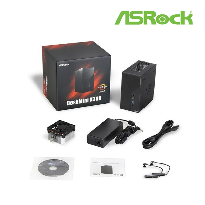 Чехлы и Материнская плата ASROCK DeskMini X300 MINI ATX WIFI M.2 STAT USB3.2 [без (CPU/SSD / RAMs)] Φ Socket AM4 |