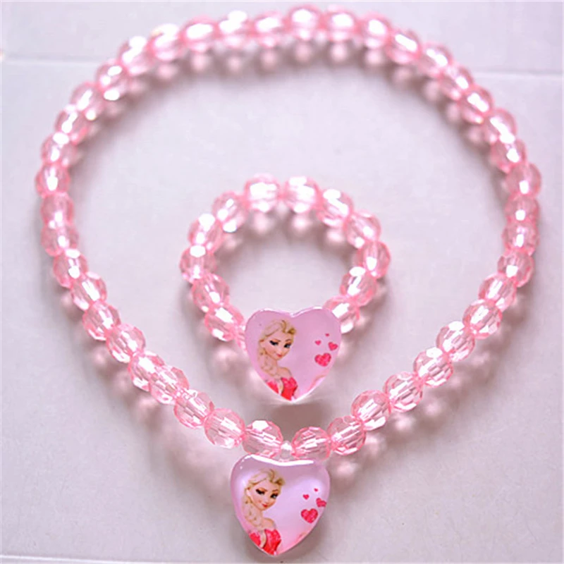 2 шт./лот диснеевских мультфильмов Холодное сердце детское ожерелье + браслеты