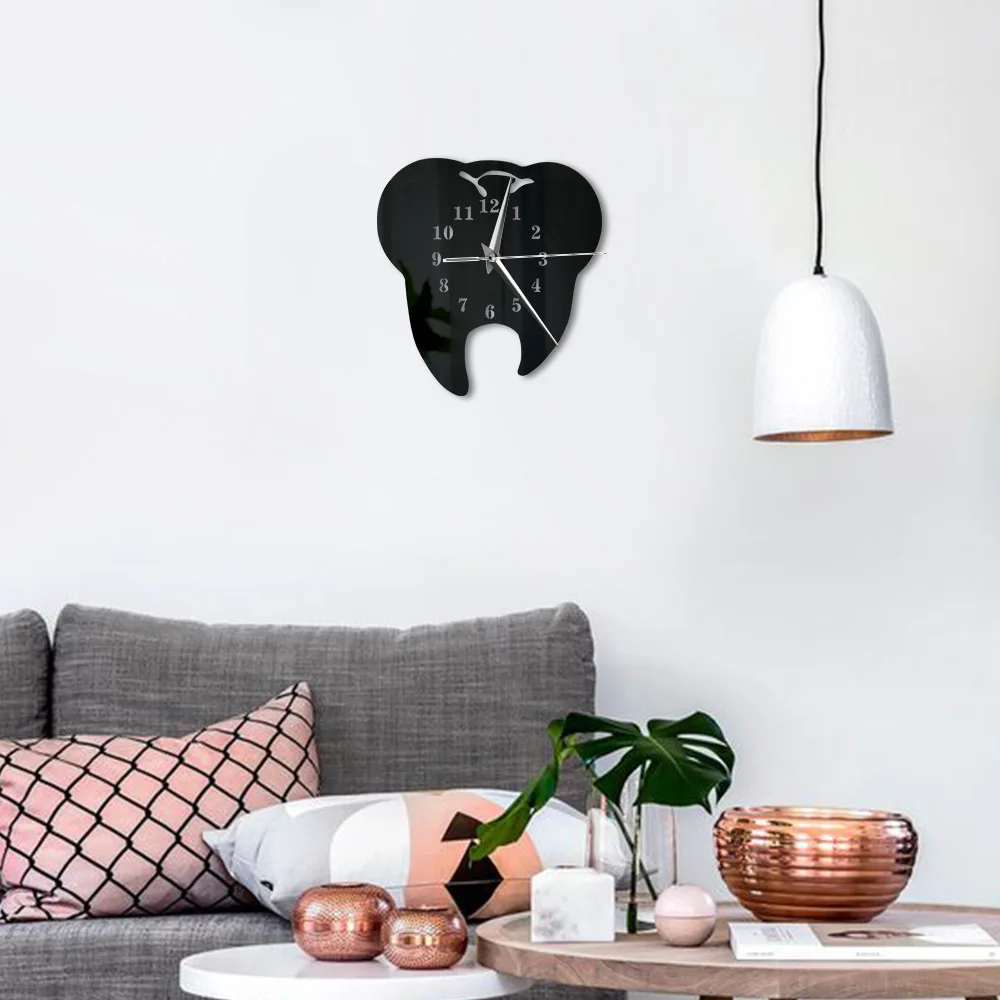 

2020 3D creative mirror teeth wall clock living room bedroom children's room school store background wall decoration wall clock