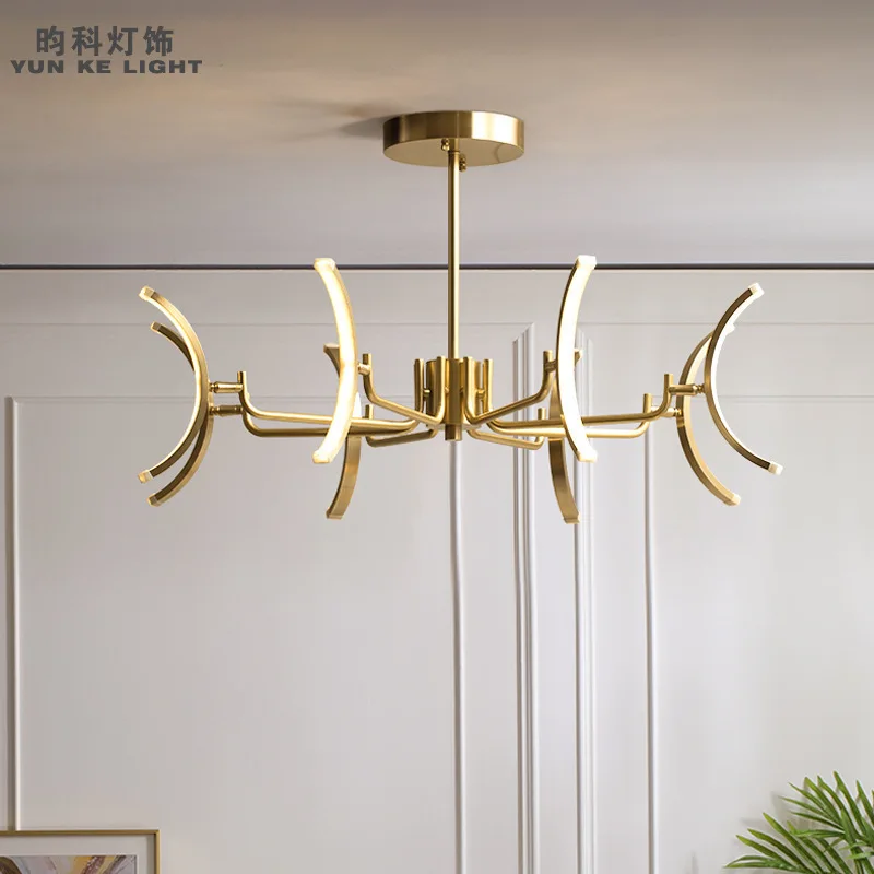 Креативная люстра из меди для гостиной постмодерн минималистичный дизайнерский