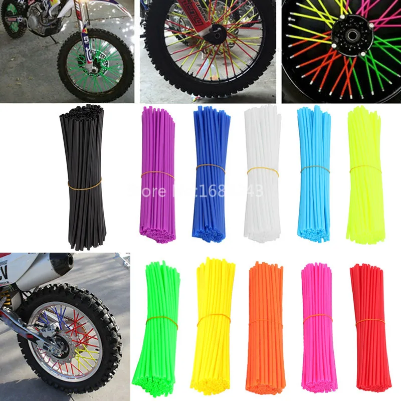 

Cool Motorcycle Wheel Spoke Wraps Rims Skins Dectorative Covers 72Pcs 11 Colors Pipe For Motocross Bicycle Dirtbike Universal