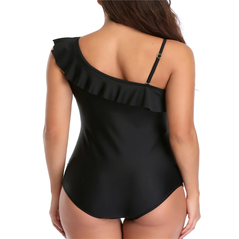 

Plus Size Maternity Swimwear 2021 New Sexy Diagonal Shoulder High Waist Flash Floral Printing Swimsuit for Women Traje De Banho