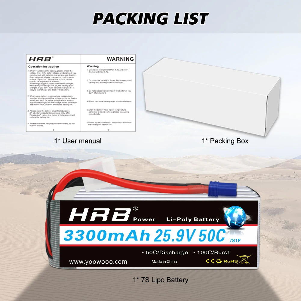 HRB S 7S Lipo bater&iacute;a 25,9 V 5000mah 6000mah 4000mah 3300mah heli bater&iacute;a XT90 macho para 800 helic&oacute;ptero FED aviones 3D avi&oacute;n-5