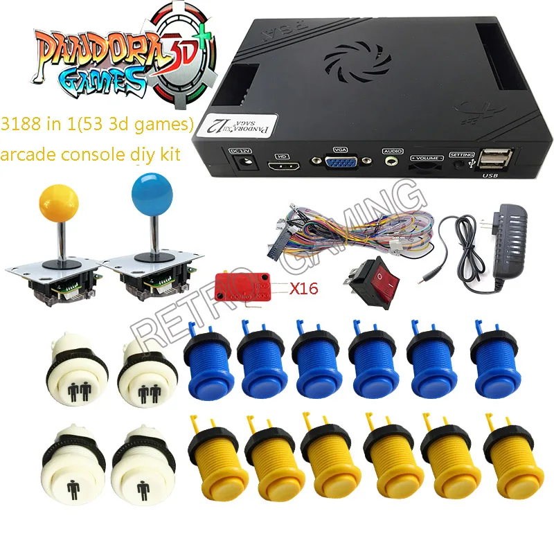 

Pandora Saga Box 12 аркадных частей Diy Kit 3188 в 1 Игра настольная копия Sanwa Джойстик Happ американская Кнопка Ретро для 2 игрока