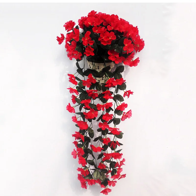 five-petal bouquet Новое Фиолетовое искусственное цветочное украшение имитация настенная корзинка Цветок Орхидея, цветы из шелка длинная лоза - Цвет: five-petal bouquet