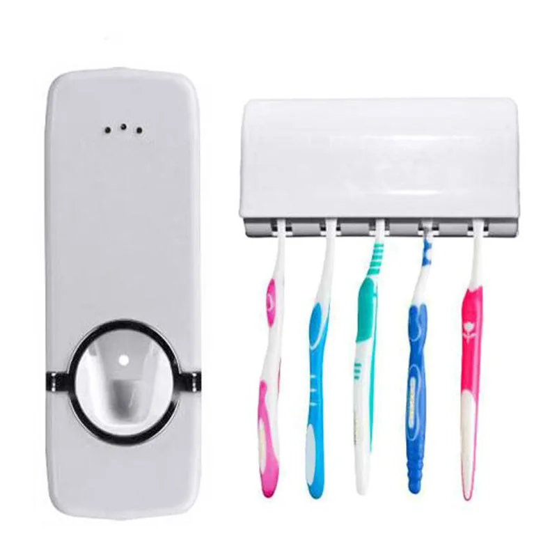 

Toothbrush Holder Wall Mount Automatic Toothpaste Dispenser Holder Toothbrush Toothpaste Organizer Set Home Bathroom Accessories