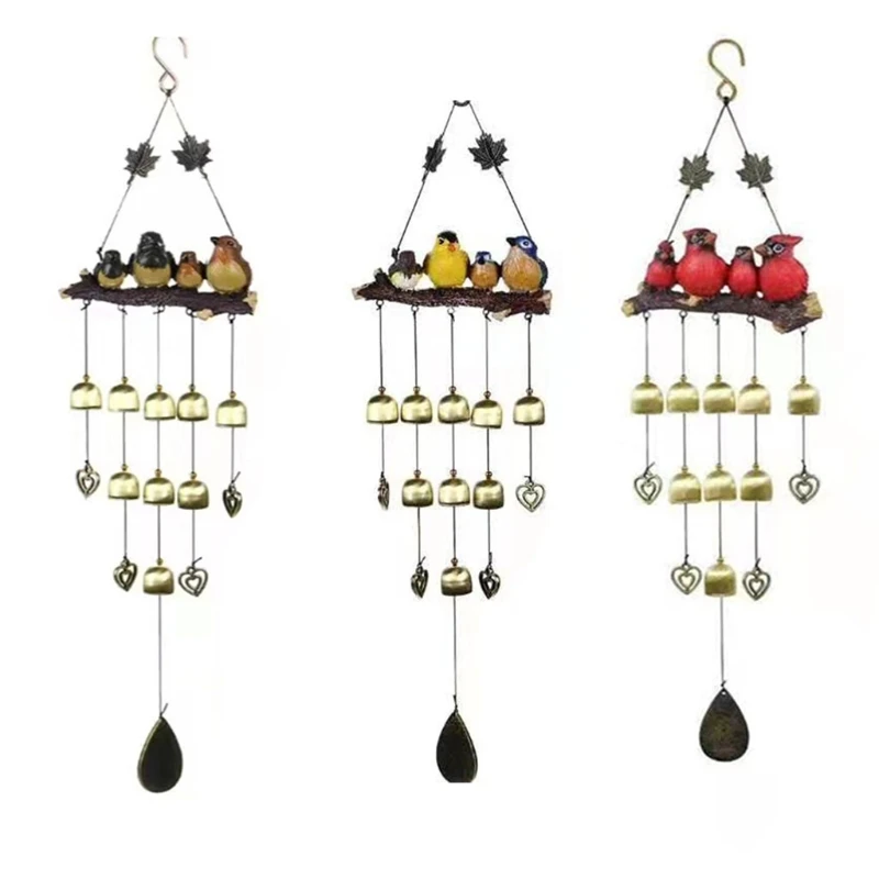 

Birds Wind Chimes with 9 Bells Hanging Pendant Ornaments Windchime for Outdoor Garden Backyard Home Decorations