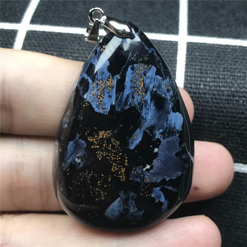 Натуральный Синий Pietersite кулон ювелирные изделия для Для женщин Для мужчин 46x31x10 мм Намибии с украшением в виде кристаллов капли воды лавовый камень браслет, Модный кулон AAAAA