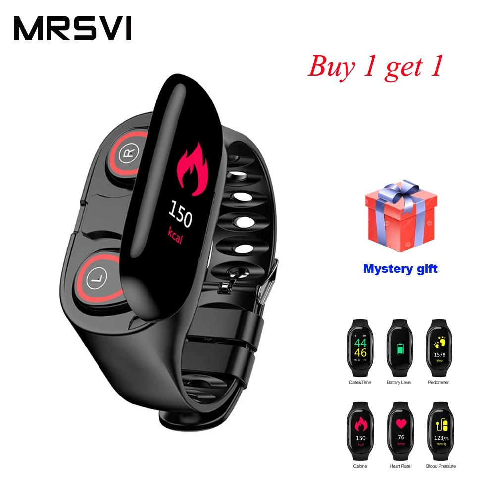

TWS+ Smart Watch With TWS Earphone Wearable Heart Rate Monitor Men Women Sports Wristband For Samsung Huawei Xiaomi Truck Driver