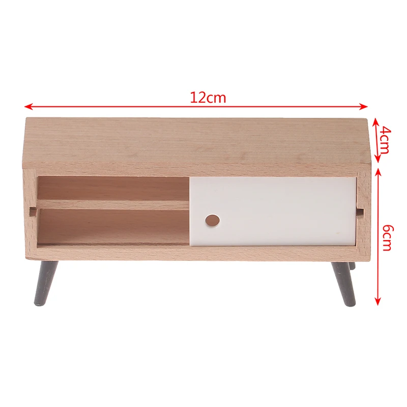 

1:12 Dollhouse Miniature Wooden Mini TV Cabinet Model Furniture Accessories Toys