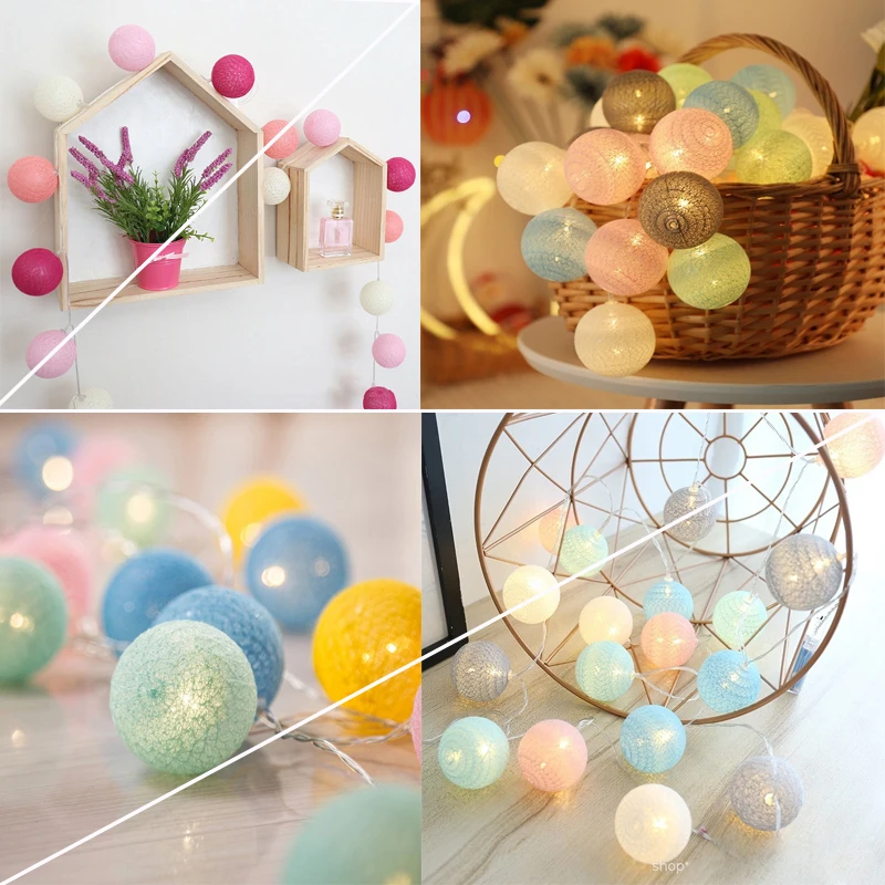 

Led fairy lights battery Cotton Ball christmas mariage outdoor wedding holiday usb string lights decoration for room Party light