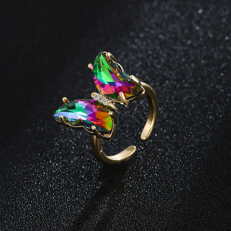 

Emmaya Gold Color Butterfly Rings For Women Glass Ring Friendship Engagement Wedding Band Open Ring Trend Gift Party