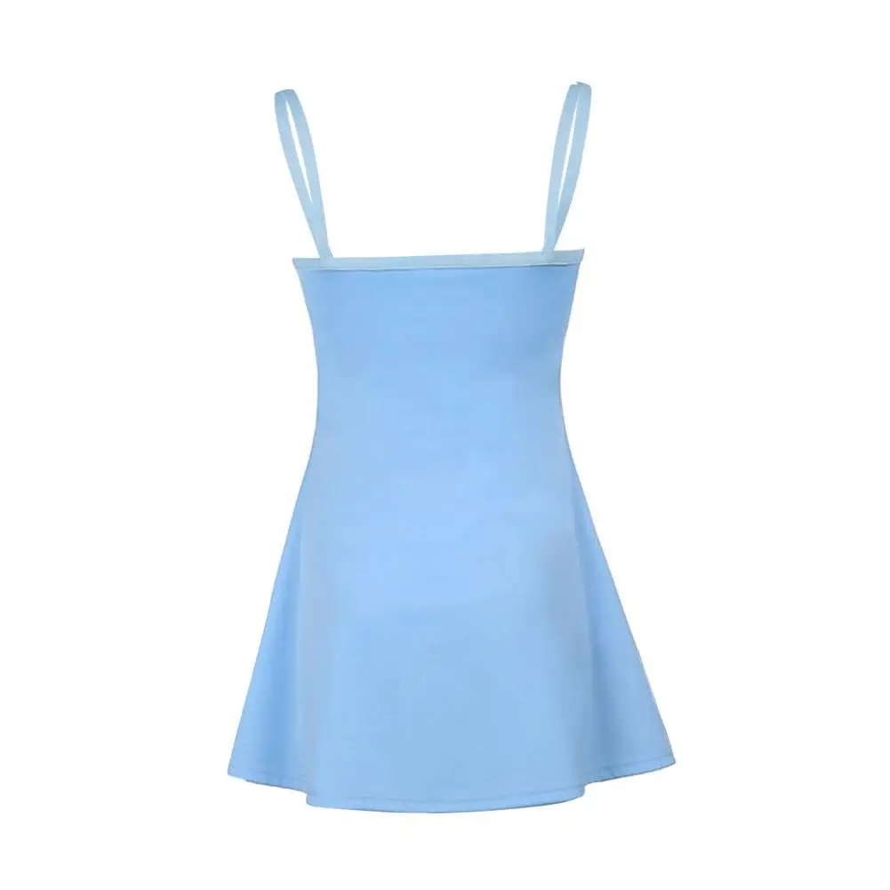 

Ladies Y2K Slim Mini Dress Sexy Sleeveless Printed Backless High Waist Halter Backless Stitching Daily Wear Casual Beachwear