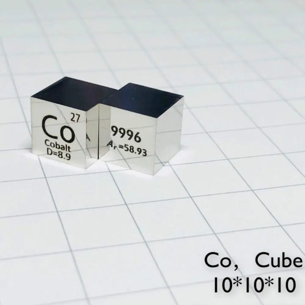 

10 X 10 X 10mm 6-Sided POLISHED Finishing Double-Sided Engraved Metal Cobalt Cube Periodic Table Of Elements Cube (C0≥99.96%)