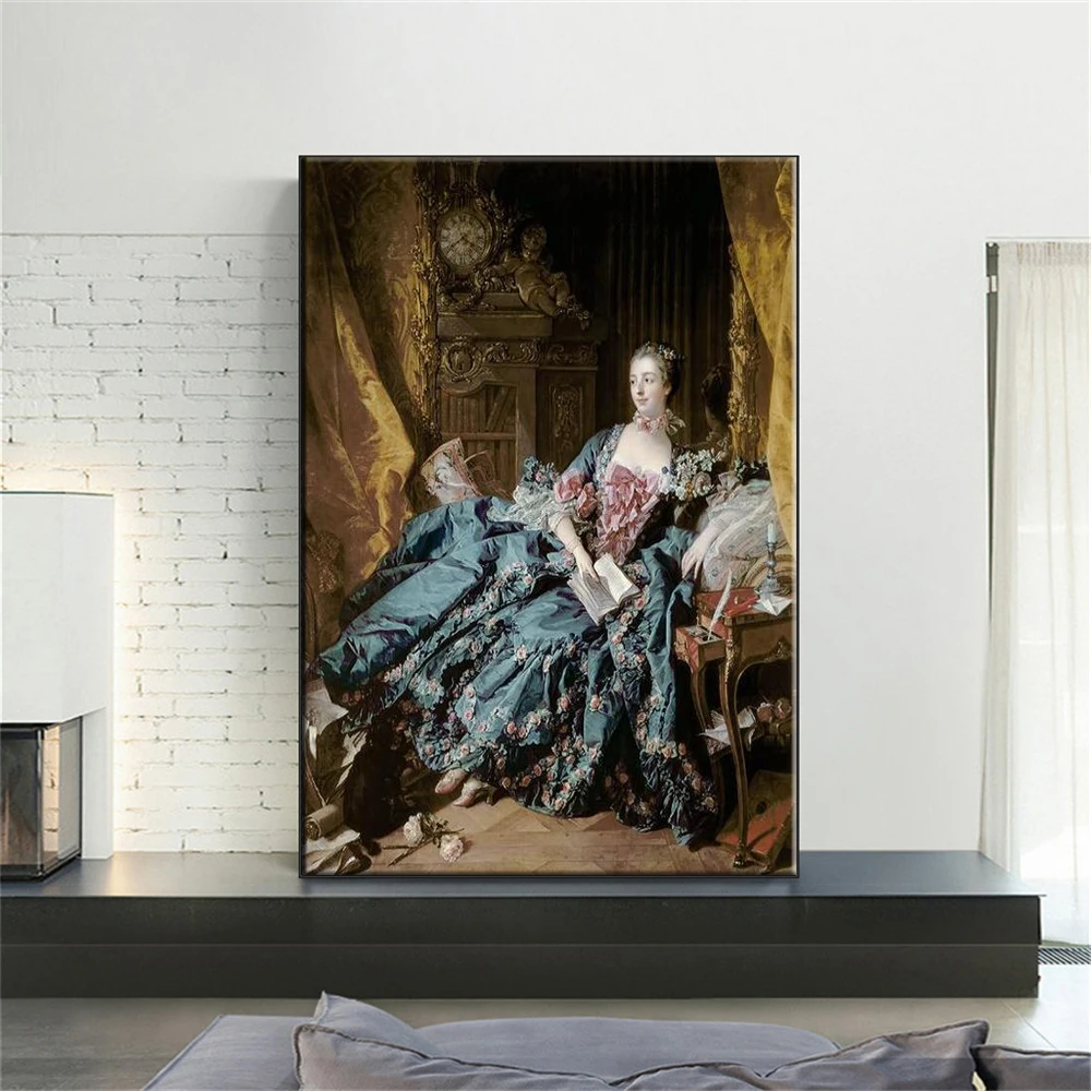 

Francois Boucher's Famous Art Painting Madame Pompadour Portrait Poster Printed Canvas Home Decoration Mural