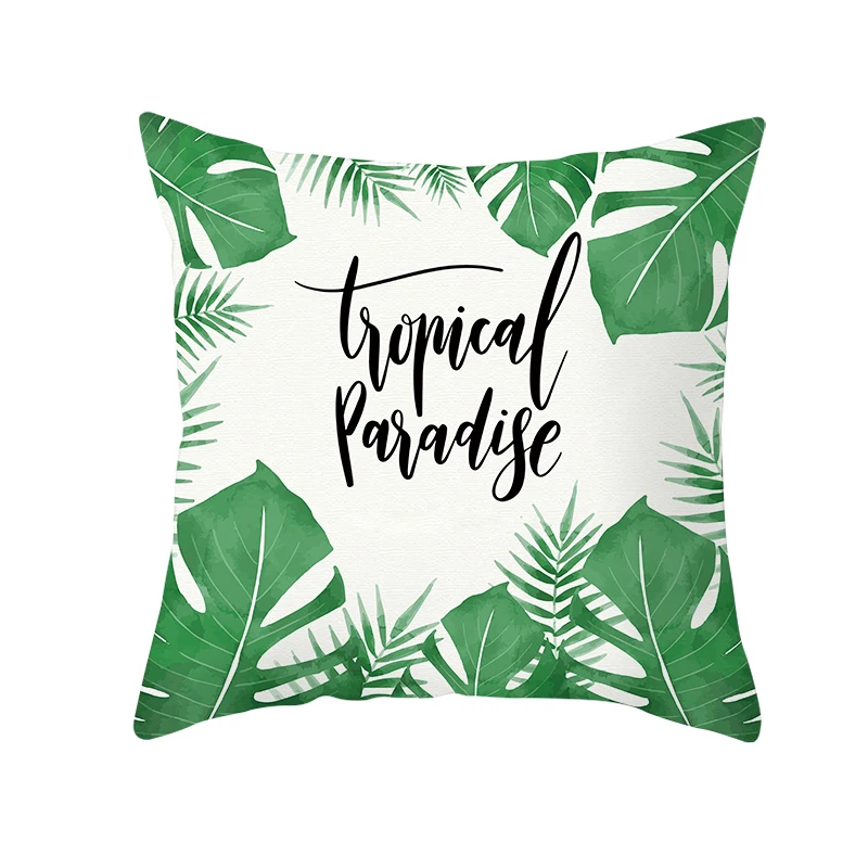 

Tropical Plants Throw Cushion Covers Summer Green Leaves Pillow Case For Home Decoration Flowers Sofa Waist Pillow Cover for Car