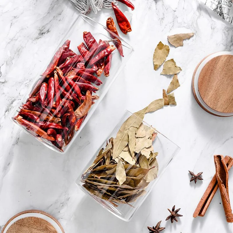 Стекло банку с бамбуковой крышкой герметичный канистра Еда хранения Контейнер