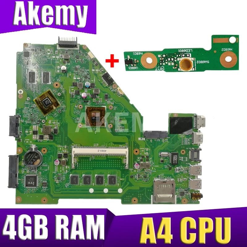 

AKEMY X550WE Laptop motherboard for ASUS X550W X550WE X550W D552W X552WE original mainboard A4 CPU 4Gb RAM