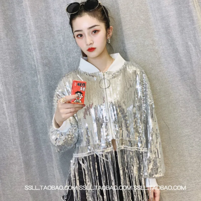 Куртка-бомбер с блестками сетчатый асимметричный кардиган на молнии бахромой и