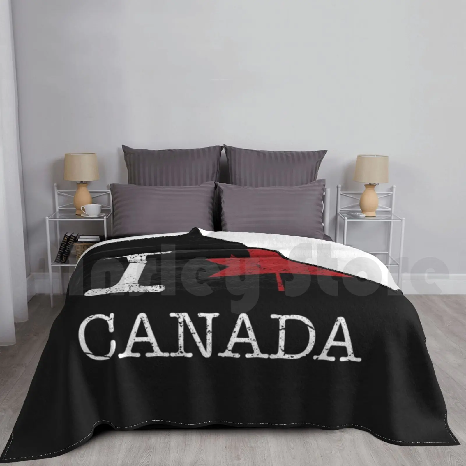 

I Heart Canada Blanket Fashion Custom Canada Canadian Curling Flag Funny Hockey Maple Leaf Vintage