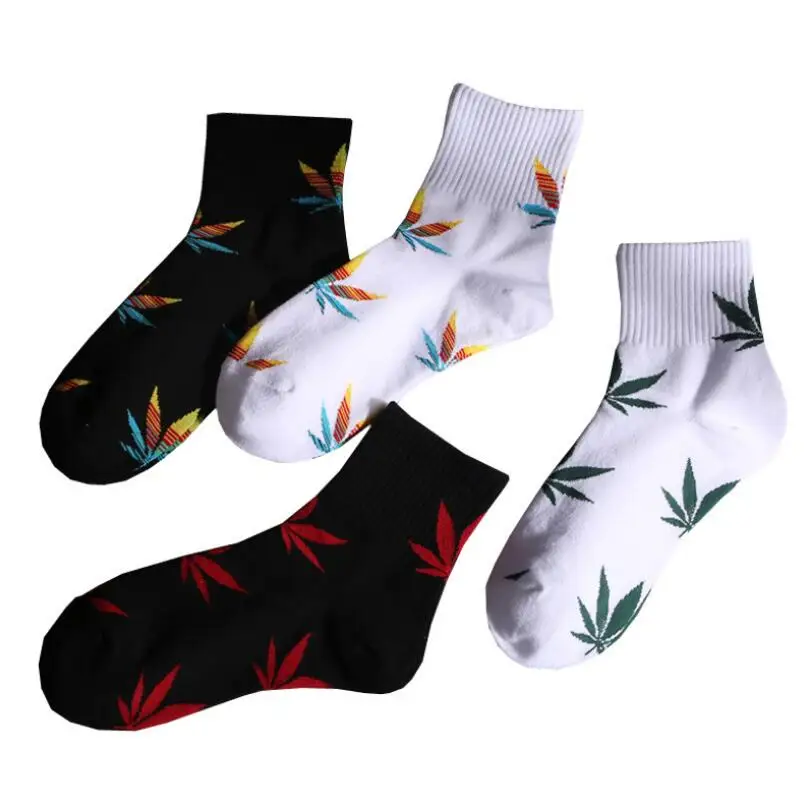 Зима осень хлопок Harajuku мужские носки скейтборд хип хоп принт &quotКленовый лист&quot