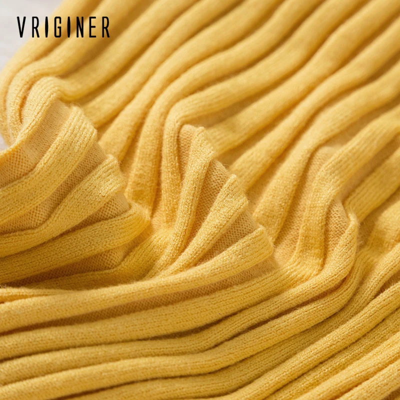 

VRIGINER Fall Slim Fit Minimalist Knitted Base Turtleneck Knitted Sweater Women Candy Color Girl