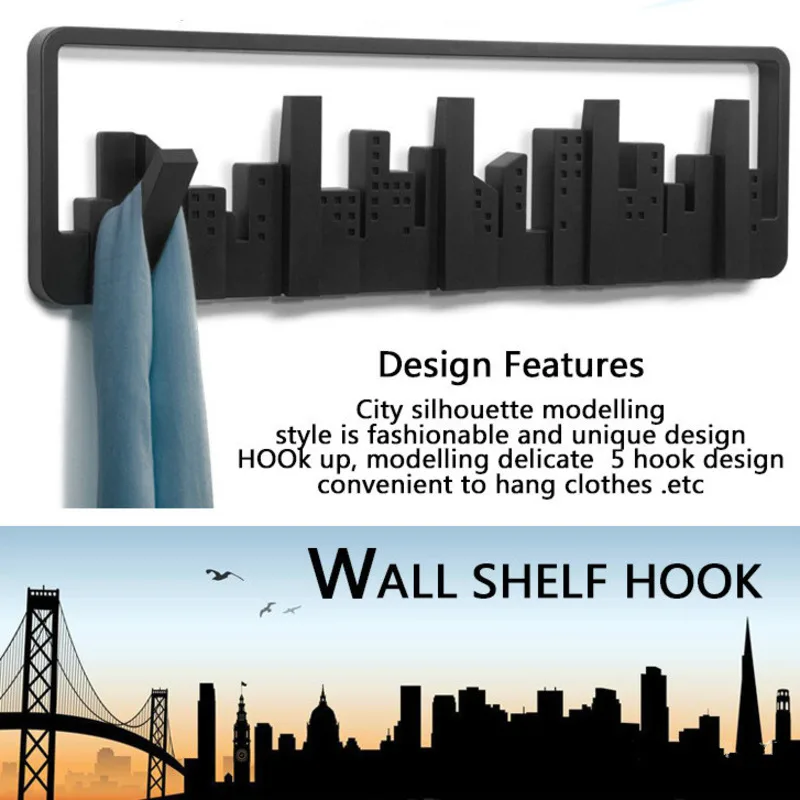 

Крепкая вешалка для одежды в стиле городского пейзажа, горизонтальная настенная вешалка для одежды, ключница для хранения, минималистичное...