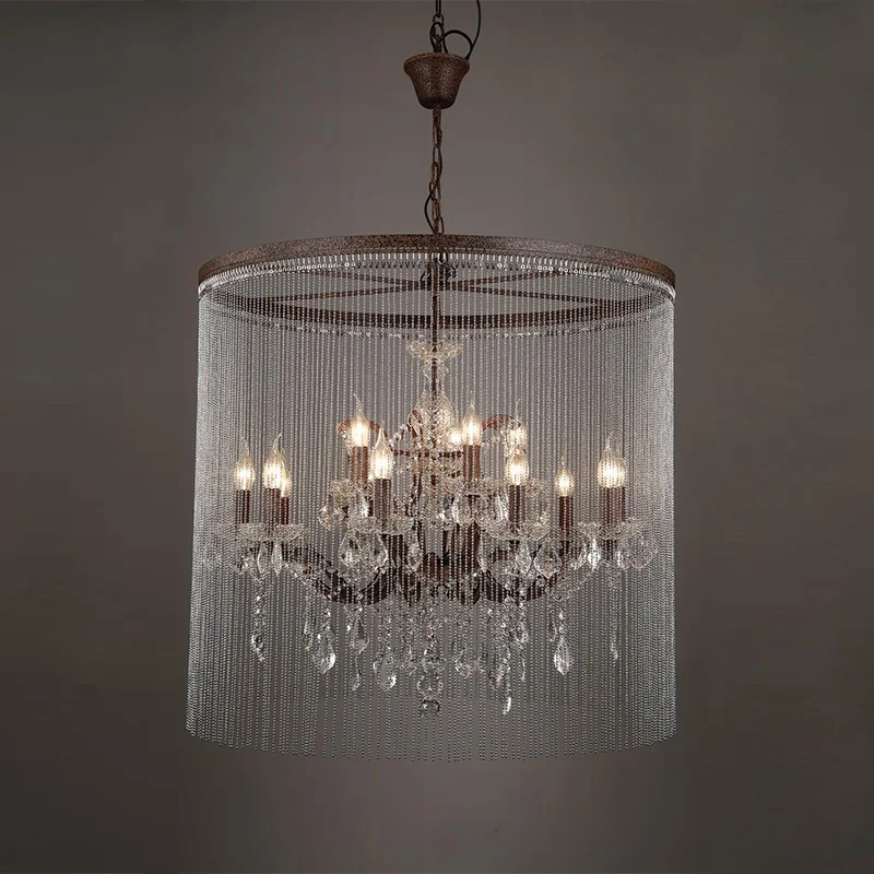 New Arrival Crystal Chandelier Vintage Rust Suspension Lamp American Style Drop Luminaire for Hotel Project Cafe Restaurant | Лампы и