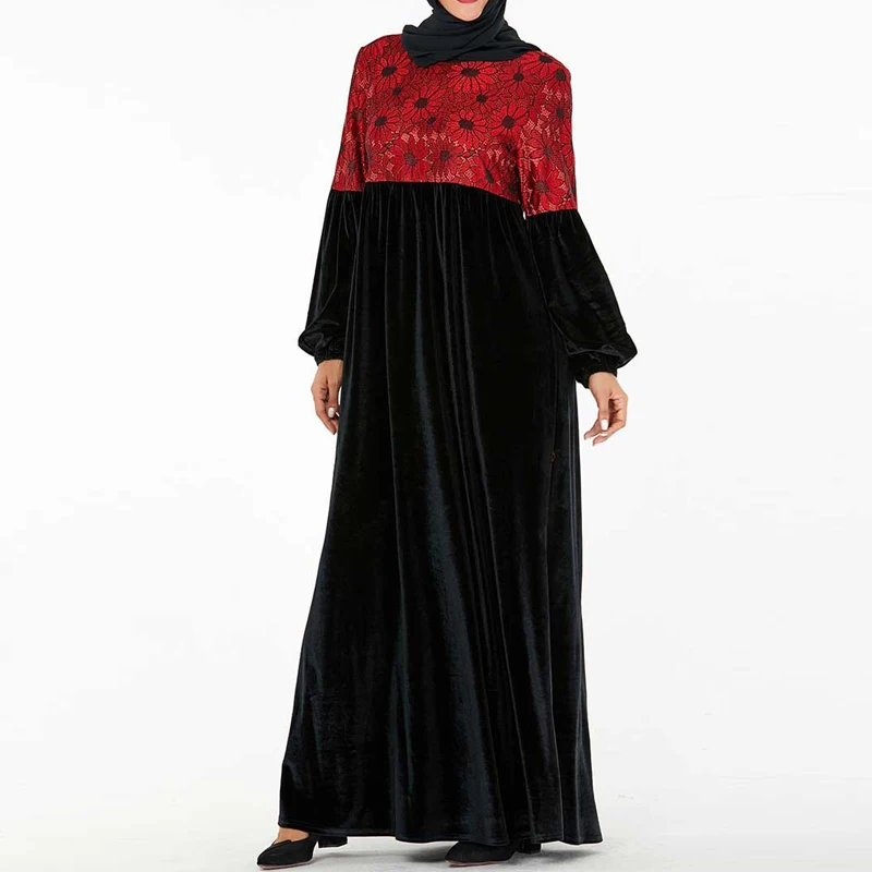 black dress Бархатное мусульманский хиджаб абайя платье турецкие платья Исламская одежда, Дубай Абая для женщин Кафтан марокканский кафтан халат мусулман - Цвет: black dress