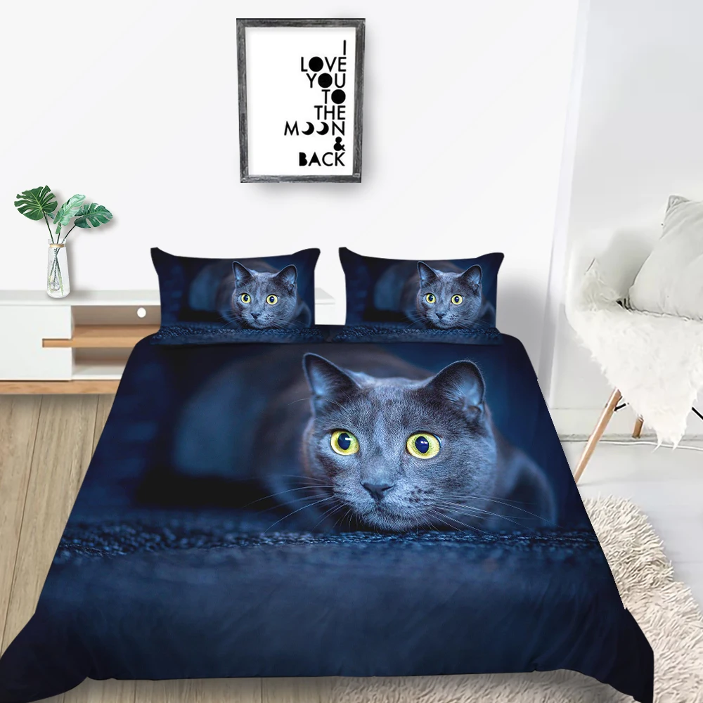 Комплект постельного белья с милым котиком Модный 3D милый котенок пододеяльник