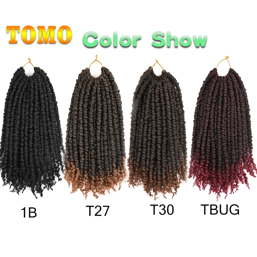 

TOMO Pre- Twisted Crochet Braids 12 Roots Fluffy Synthetic Braiding Hair Extensions Passion Twist Braided Hair Brown Red Color