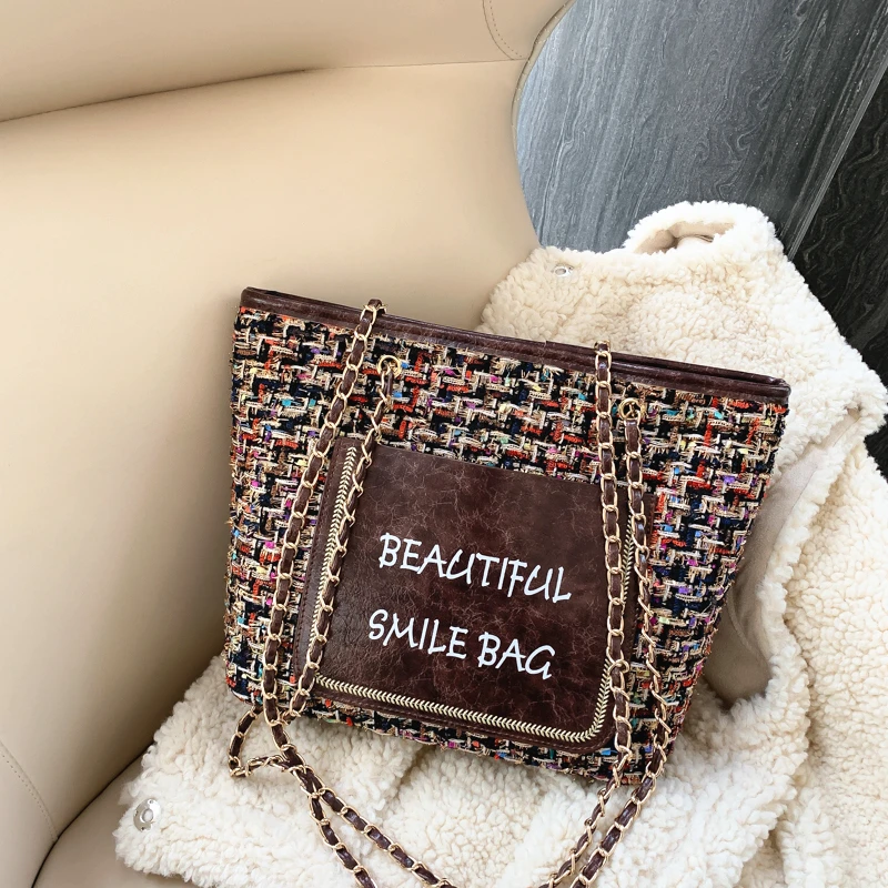 Шерстяная прошитая сумка через плечо с цепочкой сумки для женщин 2020 женская