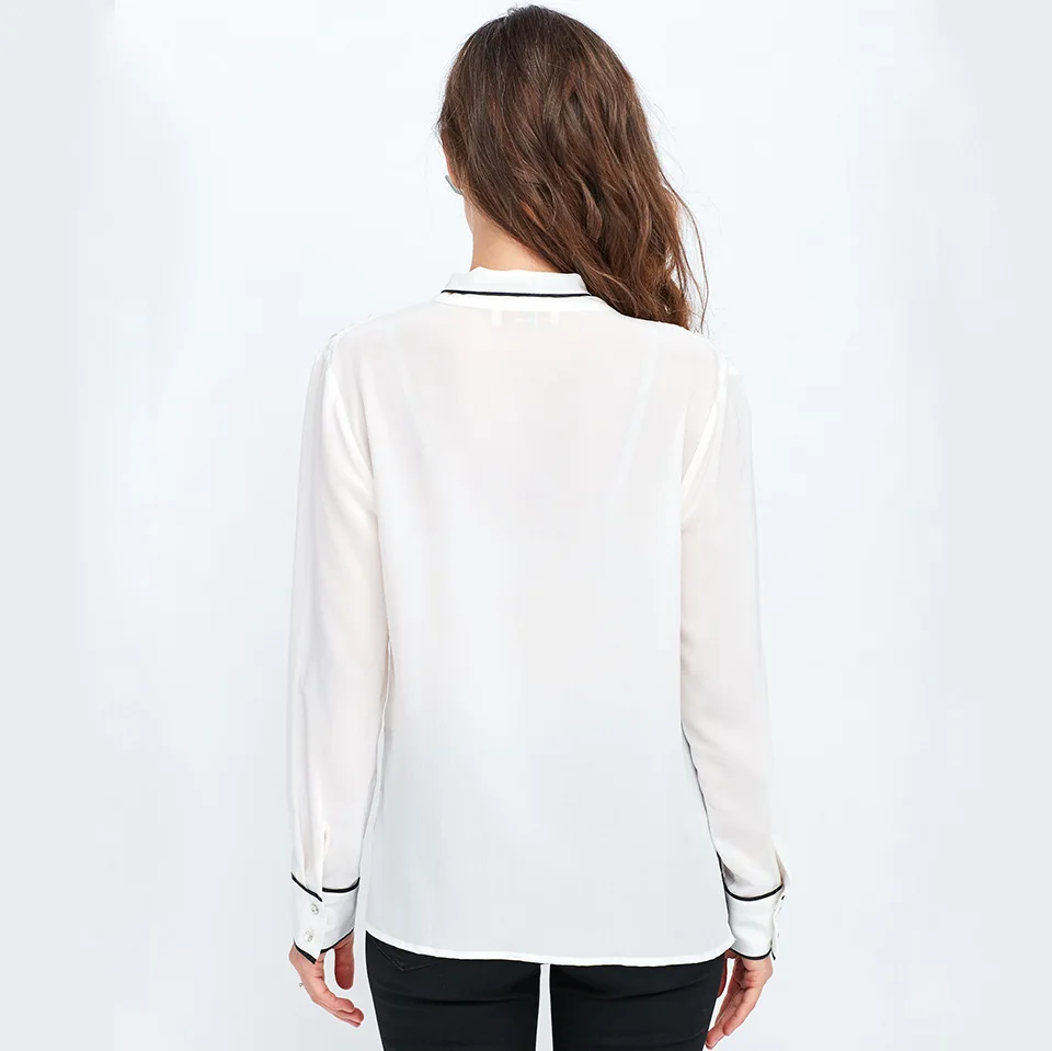 Женская Роскошная рубашка из натурального шелка однотонная короткая Элегантная