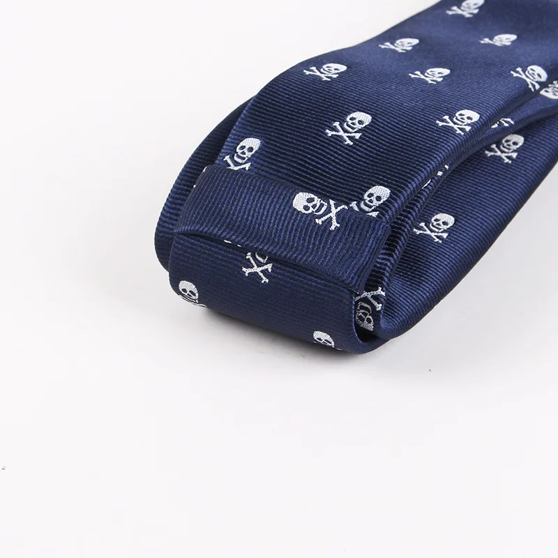 Женский Шелковый мужской галстук в виде черепа для велосипеда тонкий синий