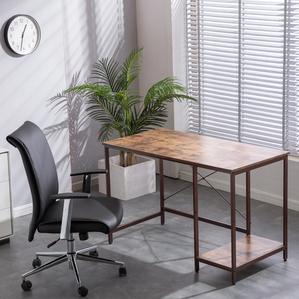 

BUYTOO (120 x 60 x 75cm) Industrial Style Three Layers Table Black Walnut Color