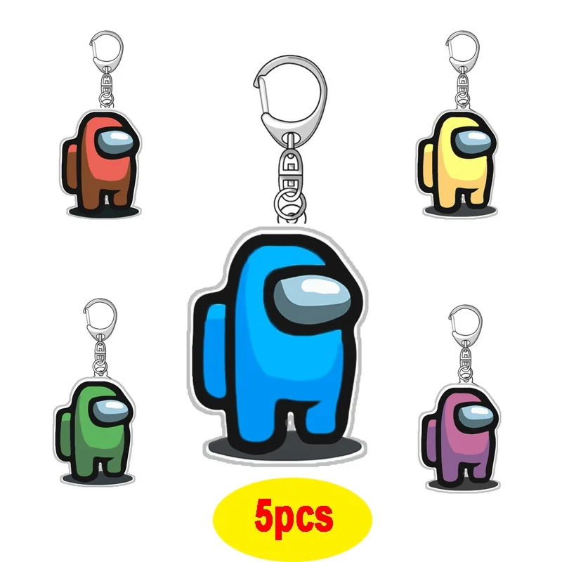

1-5pcs Hot Games Among Us Keychain Acrylic Colourful Gift Keychains for Car Keys Decoration Accessories