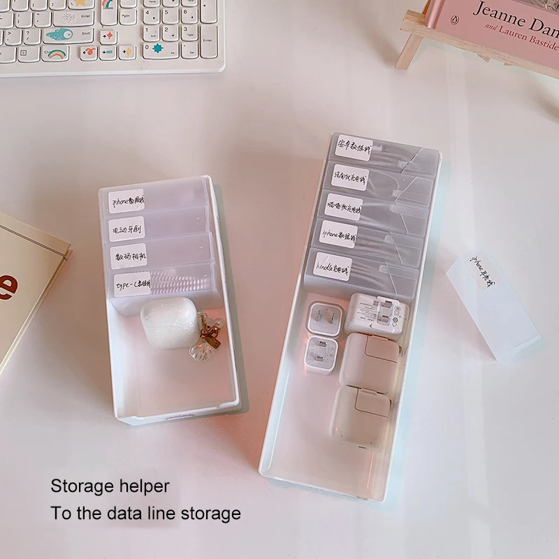 

Data Cable Storage Box Finishing Box Power Cord Desktop Sub-grid Box Small Storage Box For Sundries For Home Office Desktop