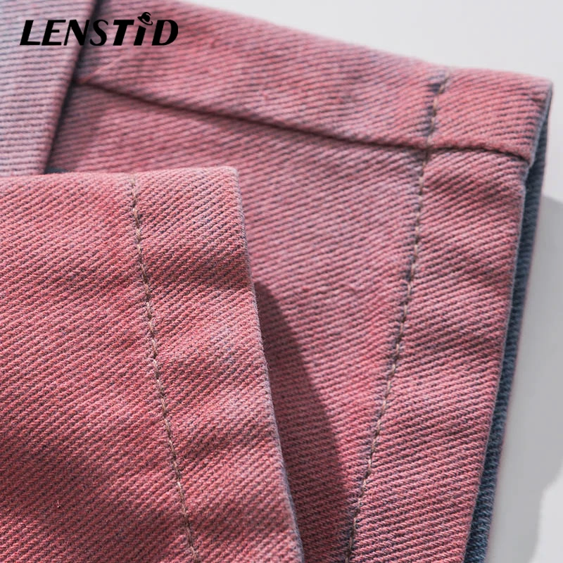 

LENSTID Summer Men Hip Hop Denim Cargo Shorts Gradient Print Shorts Streetwear Harajuku Cotton Jogger Shorts Track Pants Trouser