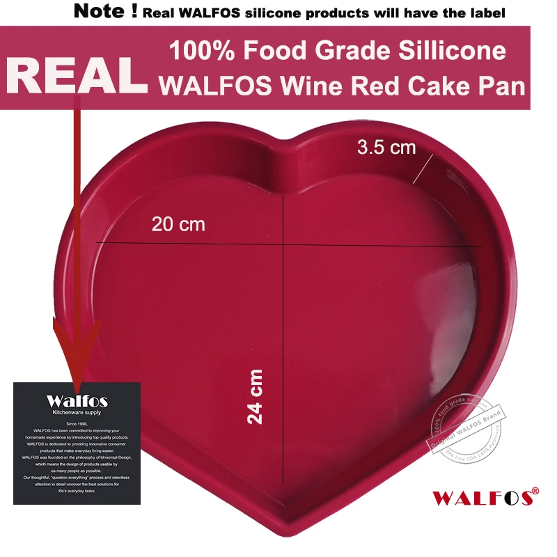 

WALFOS Food Grade Love Heart Shaped Silicone Cake Mold Cake Pan Non-Stick Baking Mousse Pan Mould Dessert Decoration Tools