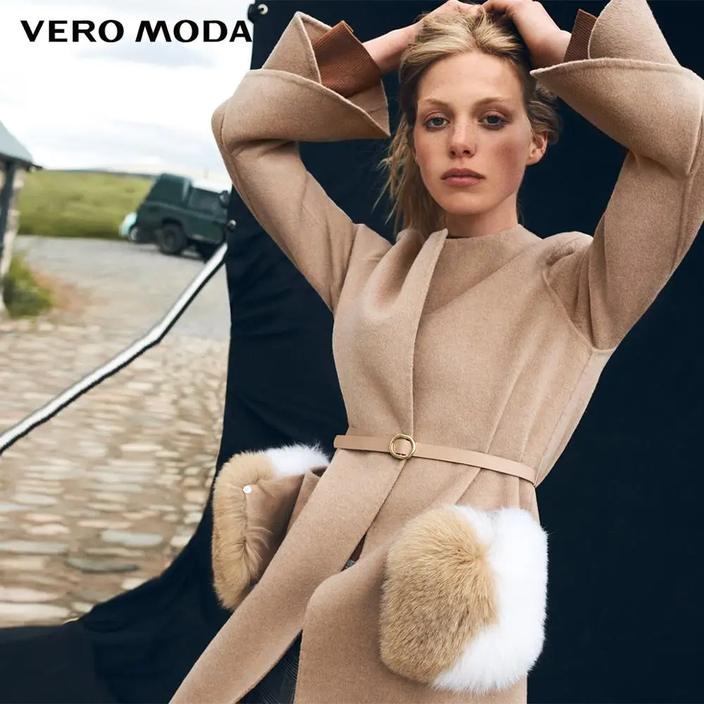 Vero Moda зимнее женское Пальто из лисьего меха карманом пальто женское| 318327553 |