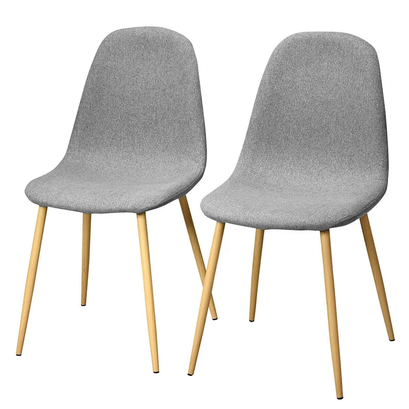 

Set of 2 Gray Accent Dining Chairs Modern Stylish Design Soft Touch Ergonomic Backrest Durable Metal Legs Dining Room Chair Set