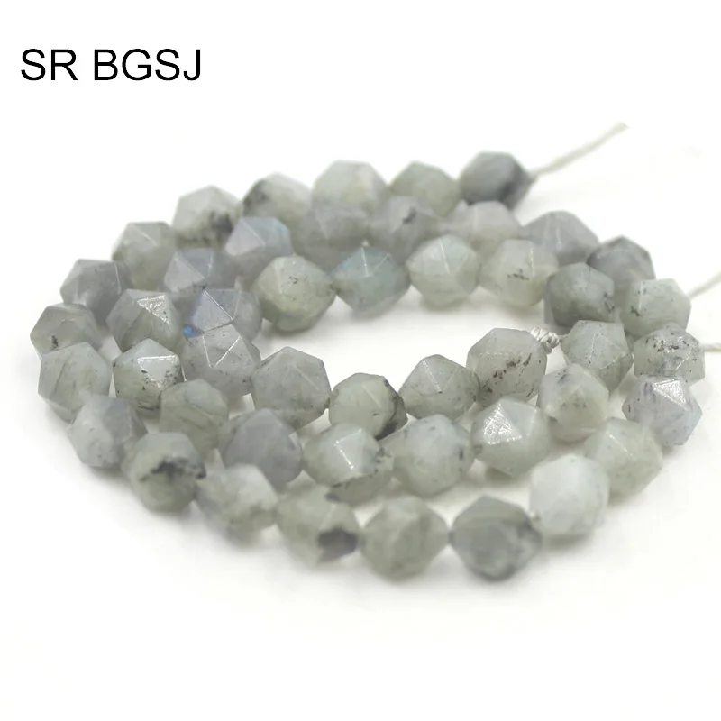 

Free Shipping 8mm Faceted Round Polygonal Labradorite Gray Stone Gems Genuine Stone Beads Strand 15"