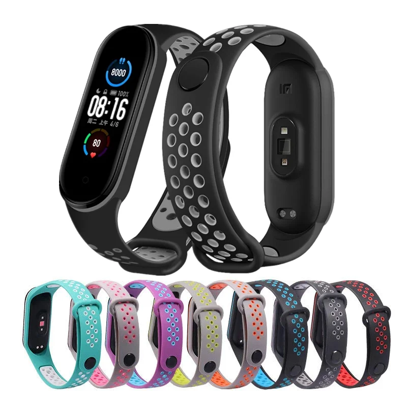 Дышащий ремешок для Xiaomi Mi Band 6 5 4 3 сменный силиконовый спортивный браслет