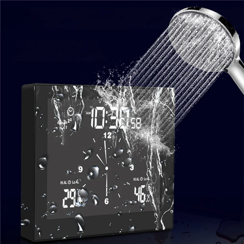 Цифровые часы водонепроницаемые настенные с отображением температуры и