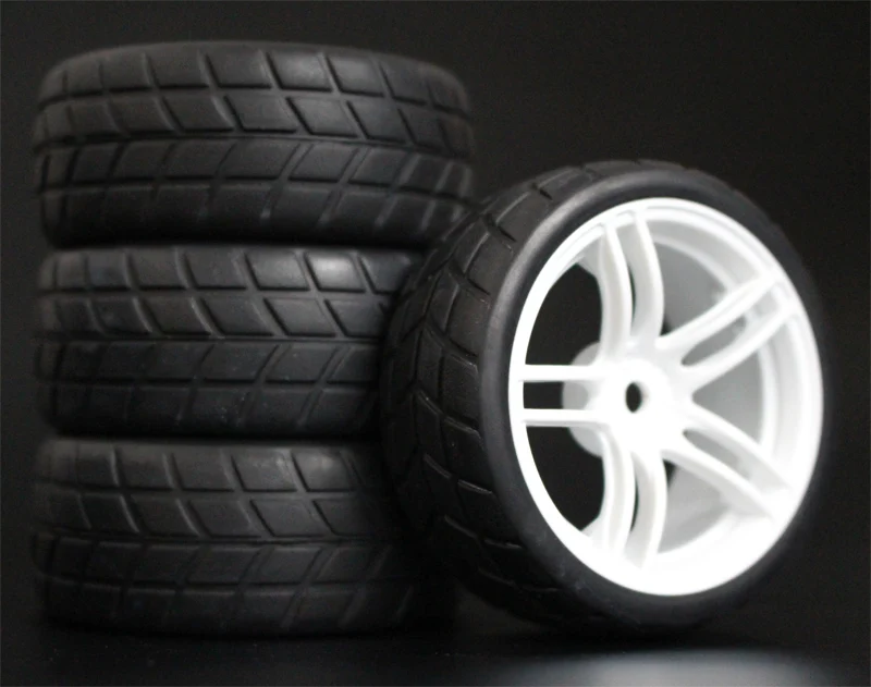 4 шт. 1/10 автомобильные шины 26*64 мм Пластиковые обода колеса резиновые 9064 для HSP tiiya