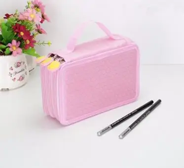 3 Layers Pink Оксфорд школьный пенал Чехол Kawaii/36/48/72 Отверстия штраф Карандаш Чехол большой мешок ручки коробка мульти детские многофункциональные Канцтовары чехол - Цвет: 3 Layers Pink