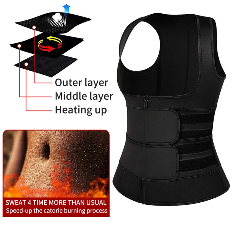 Women Waist Cinchers Corset Vest Double Zipper Belt Band Weight Loss Body Shaper Sweat Sauna Fat Burn Fitness Slimming